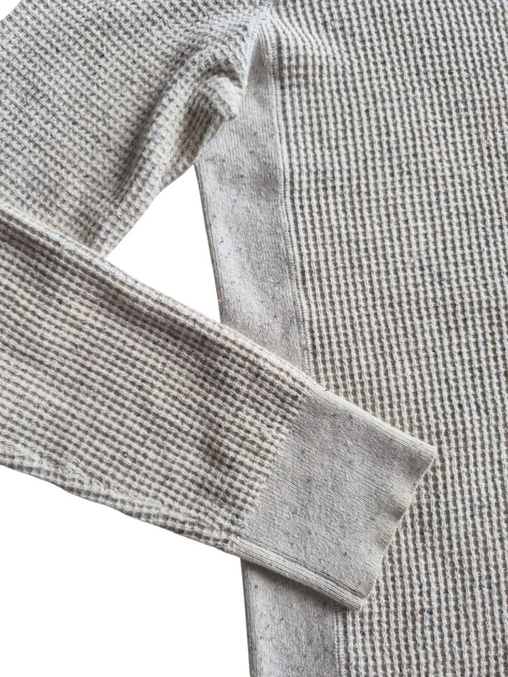 Banana Republic Thermal Waffle Weave Long Sleeve Henley Tee Oatmeal Color M